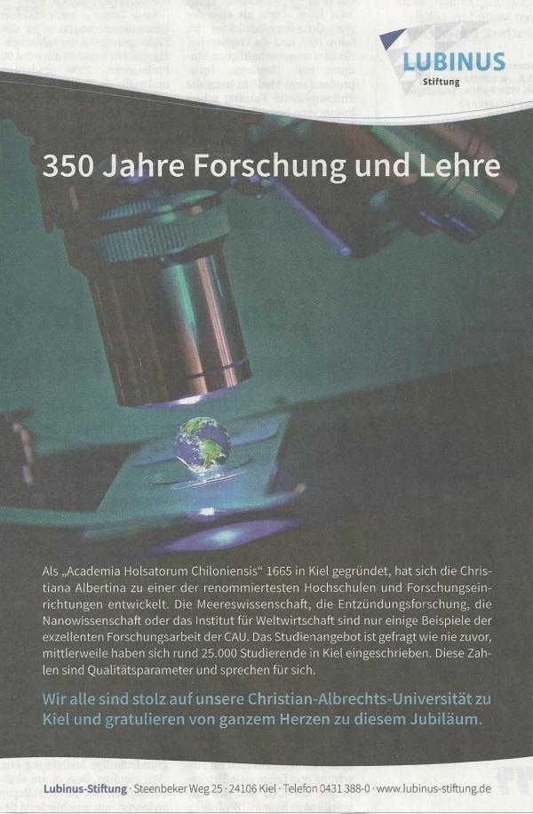 Gerd Rapior Anzeige Kieler Nachrichten Beilage CAU Lubinus Clinicum NDR Gerd Rapior Anzeige Kieler Nachrichten Beilage CAU Lubinus Clinicum NDR